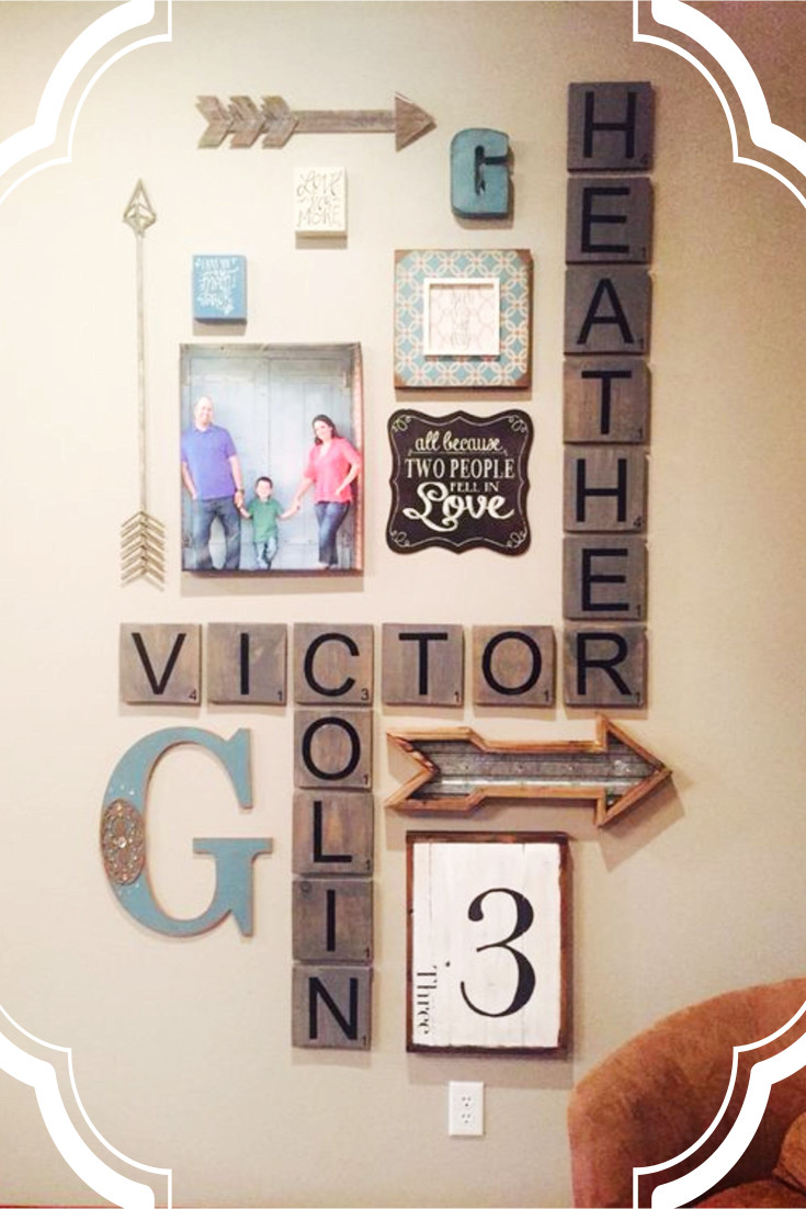 LOVE these ideas! DIY scrabble tile wall art. Perfect for farmhouse decor, rustic decor, country decorating and more.